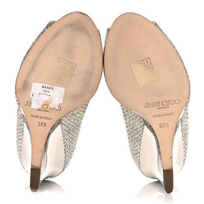 Jimmy Choo Glitter Fabric Baxen Peep Toe Wedges 36.5 Silver Gold 5 of 10