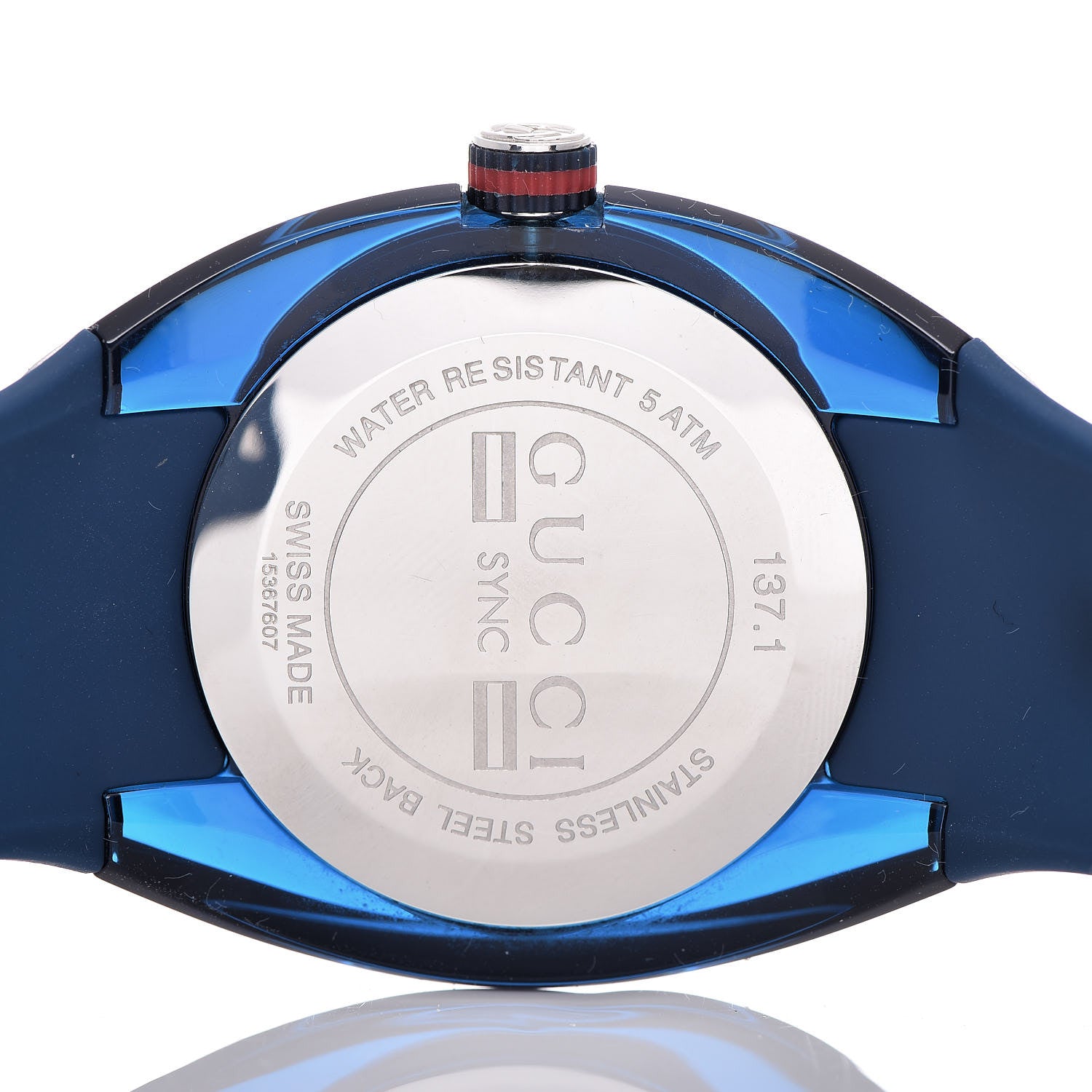 Gucci Stainless Steel Rubber 46mm Sync Web Quartz Watch Blue 13 of 14