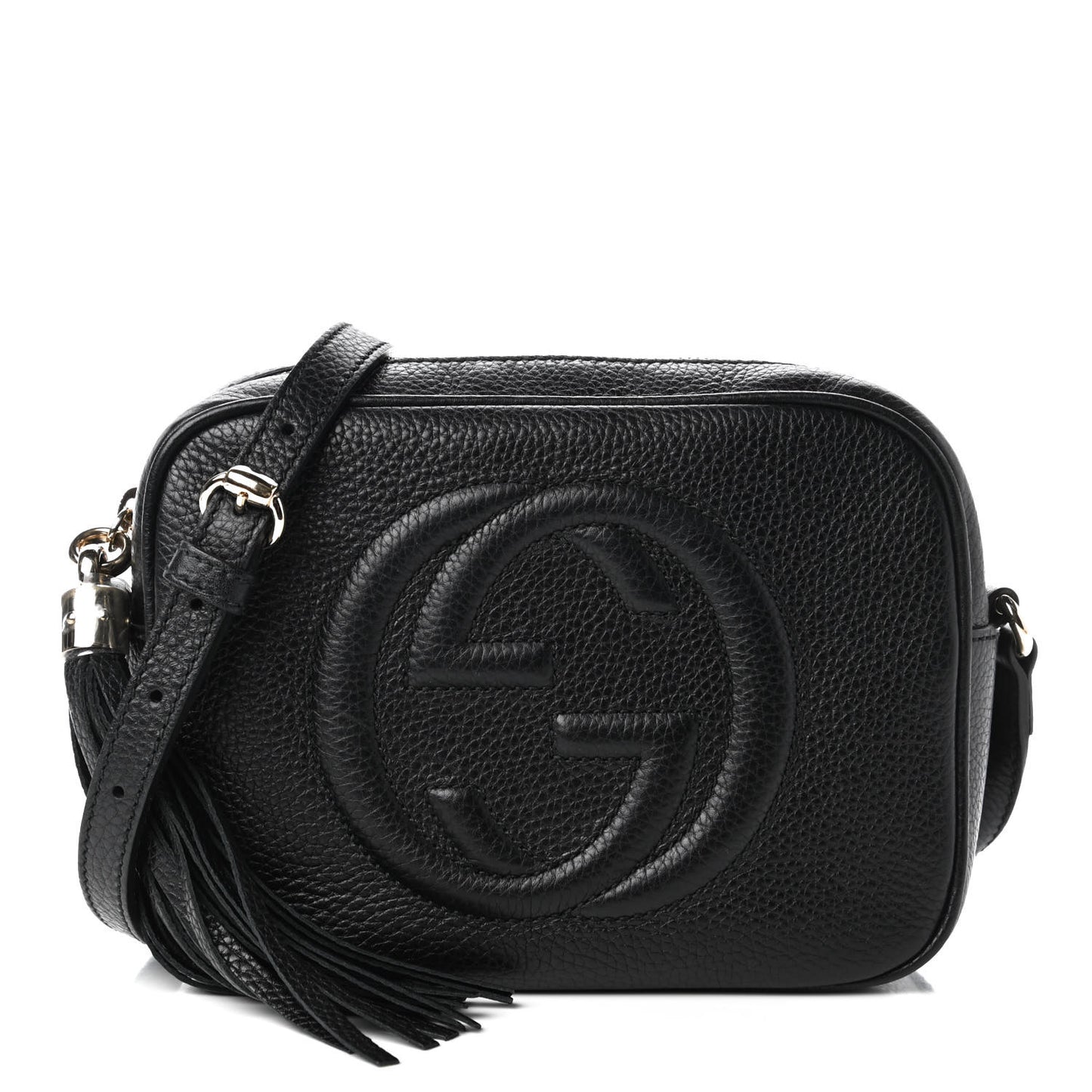 Pebbled Calfskin Small Soho Disco Bag Black