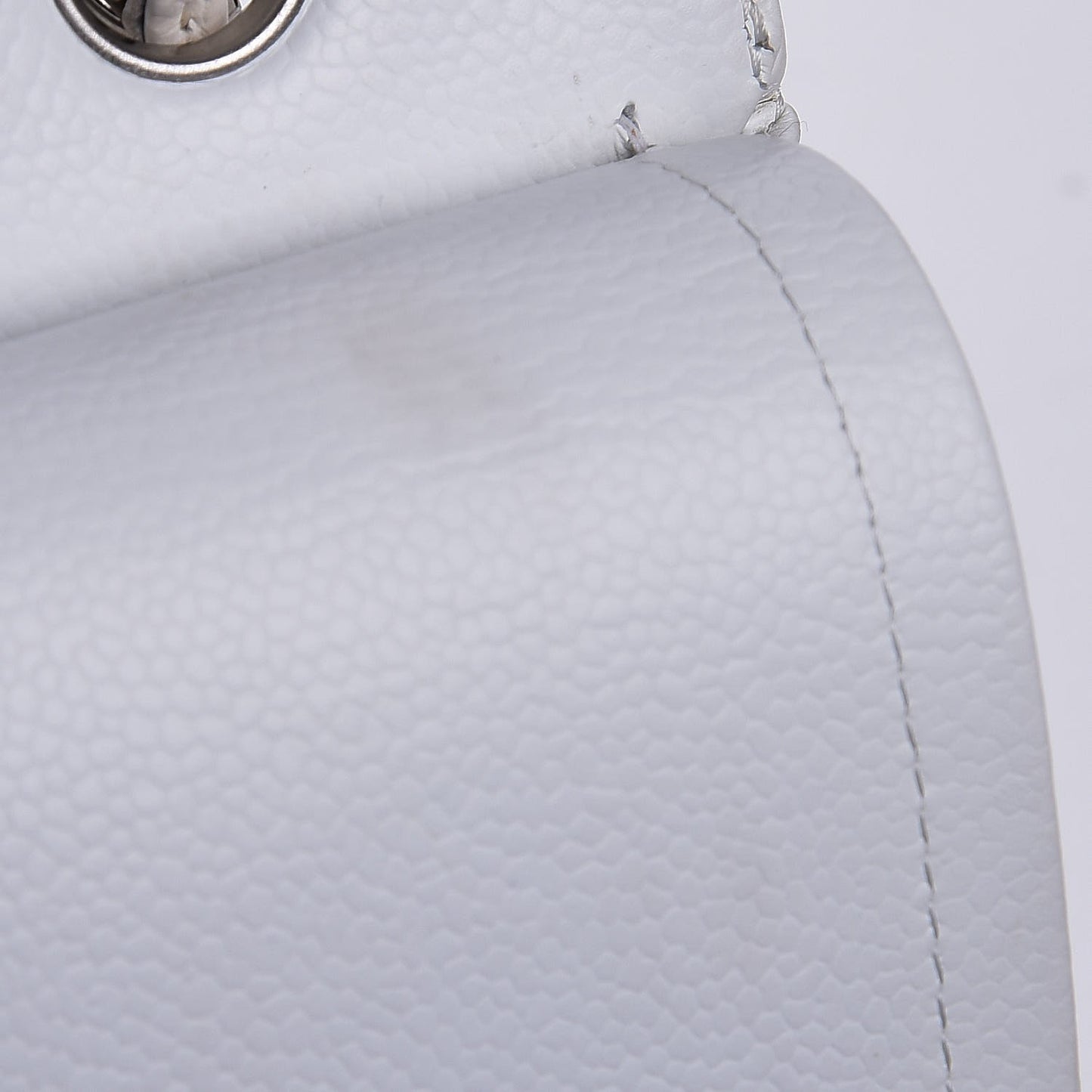 Caviar Quilted Medium Double Flap White