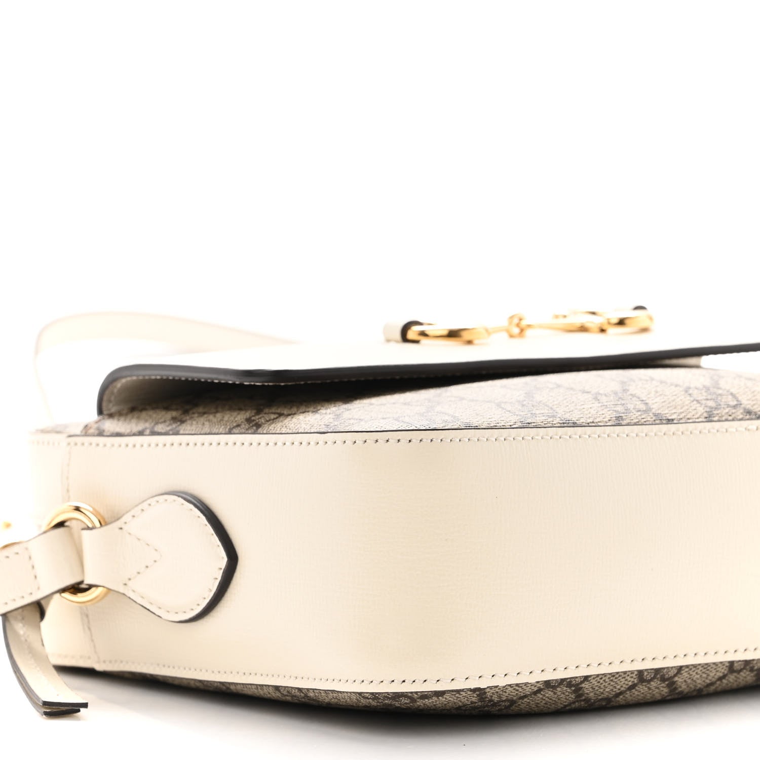 Gucci GG Supreme Monogram Small Horsebit 1955 Shoulder Bag Beige Mystic White 9 of 10