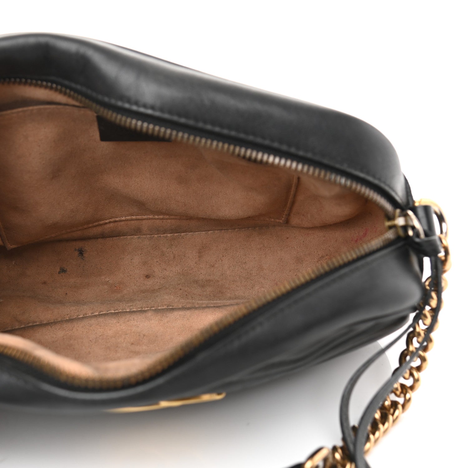 Gucci Calfskin Matelasse Small GG Marmont Chain Shoulder Bag Black 5 of 9