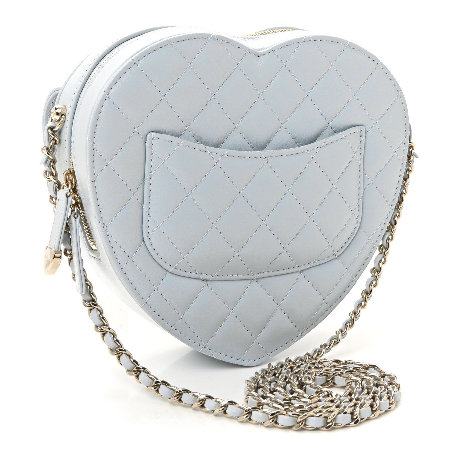 Chanel Lambskin Quilted Large CC In Love Heart Bag Light Blue 3 of 11