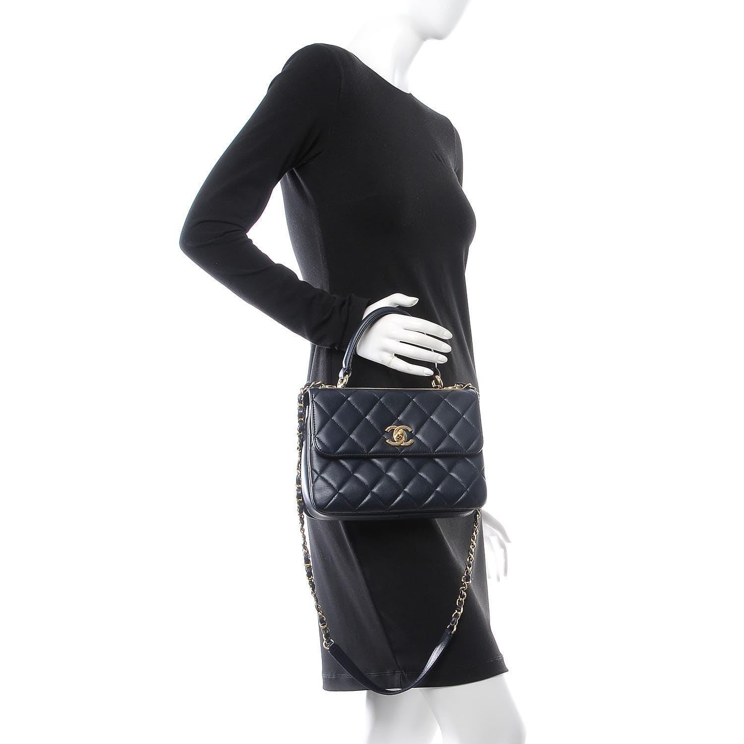 Chanel Lambskin Quilted Small Trendy CC Flap Dual Handle Bag Navy 3 of 9