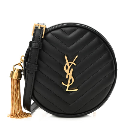 Saint Laurent Calfskin Matelasse Chevron Quilted Baby Round Vinyle Belt Bag Black 1 of 8