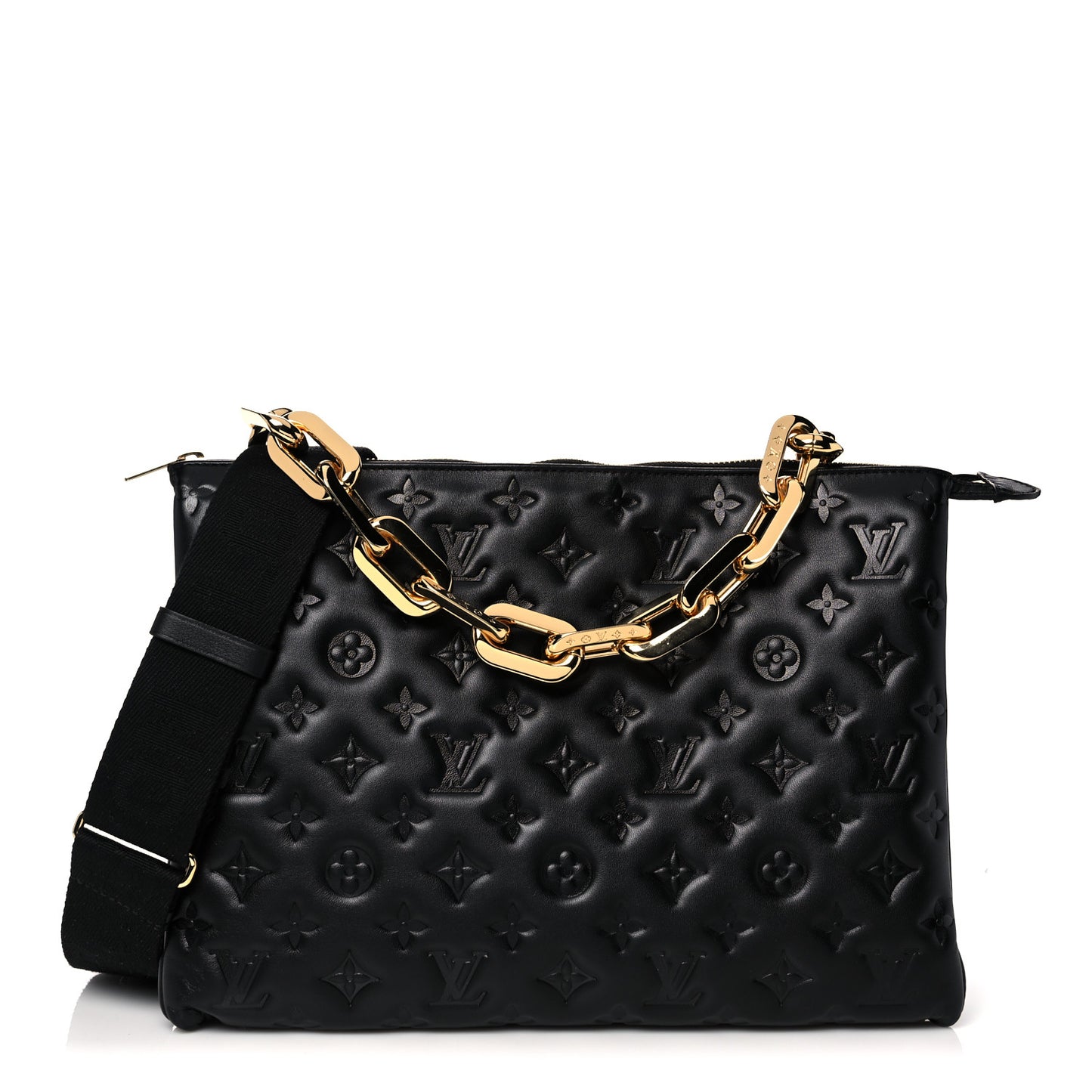 Lambskin Embossed Monogram Coussin MM Black