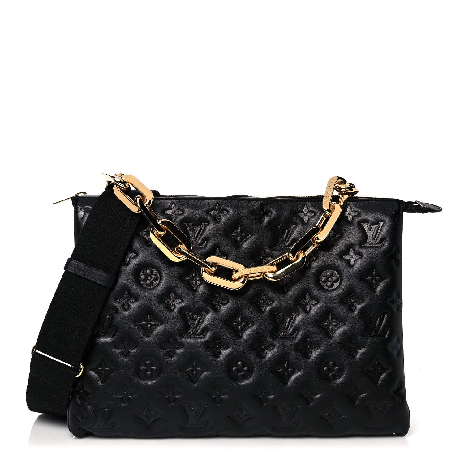 Louis Vuitton Lambskin Embossed Monogram Coussin MM Black 1 of 9