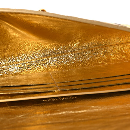 Bottega Veneta Metallic Satin Lambskin Intrecciato Long Andiamo Top Handle Clutch Gold 5 of 10