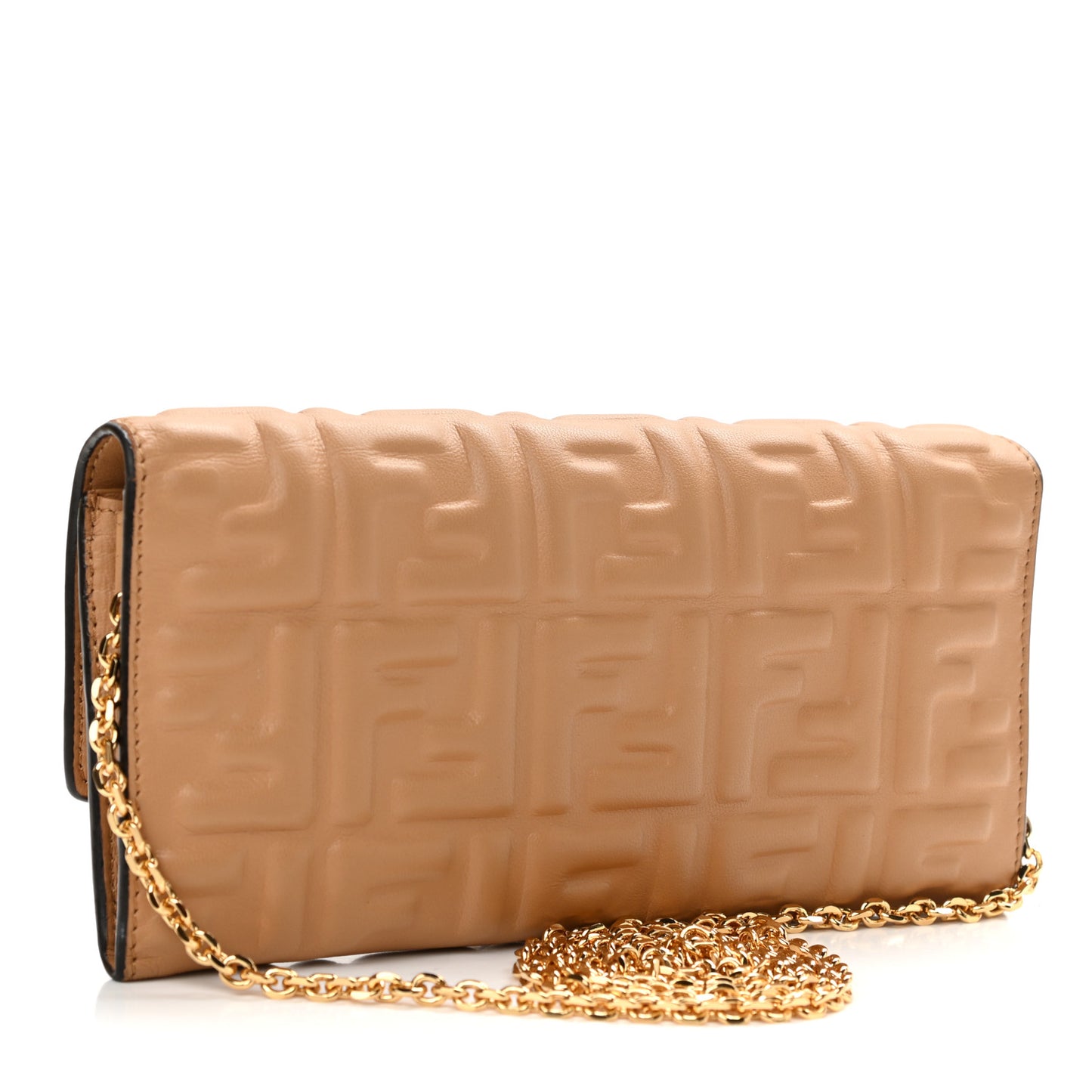 Nappa Matisse FF Embossed Continental Wallet on Chain Miele Scuro
