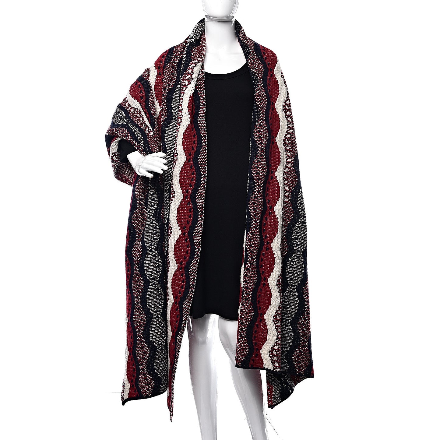 Wool Cashmere Paris-Dallas Striped Shawl Blue Red White