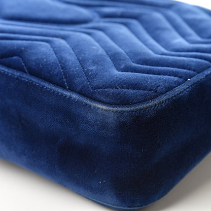 Gucci Velvet Matelasse Medium GG Marmont Shoulder Bag Cobalt Blue 11 of 23