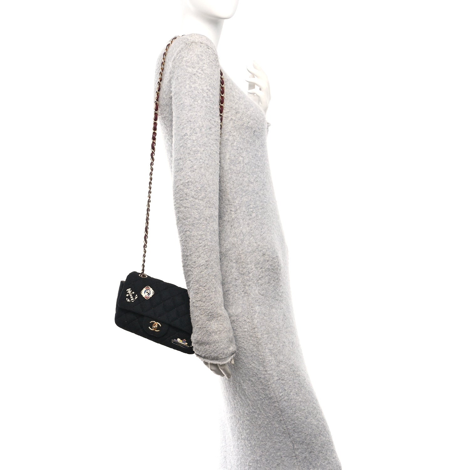 Chanel Felt Quilted Paris-Hamburg Charms Mini Rectangular Flap Black 2 of 11