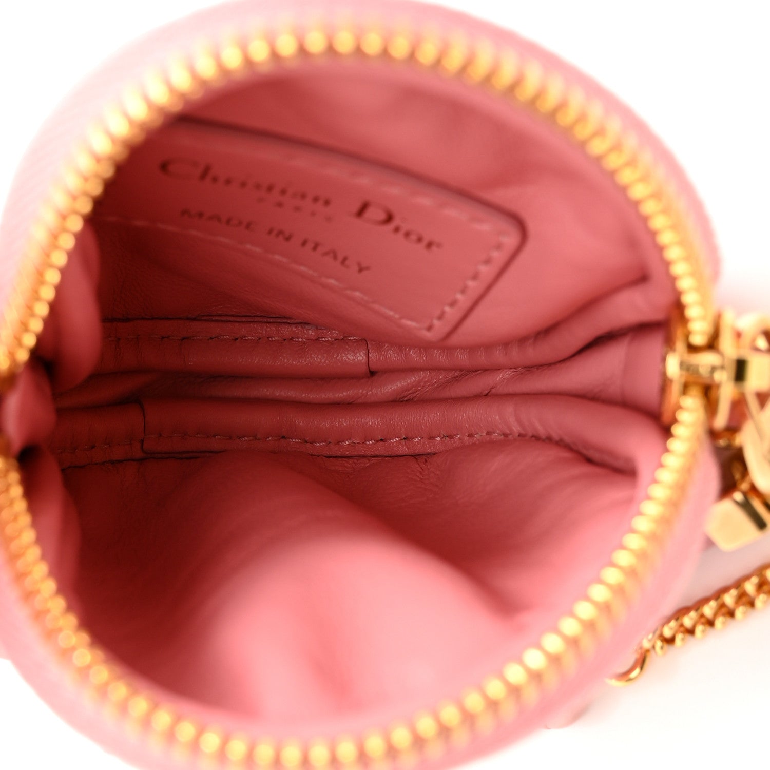 Christian Dior Lambskin Mini Cannage Round Caro Crossbody Pouch Peach Blossom Pink 4 of 8