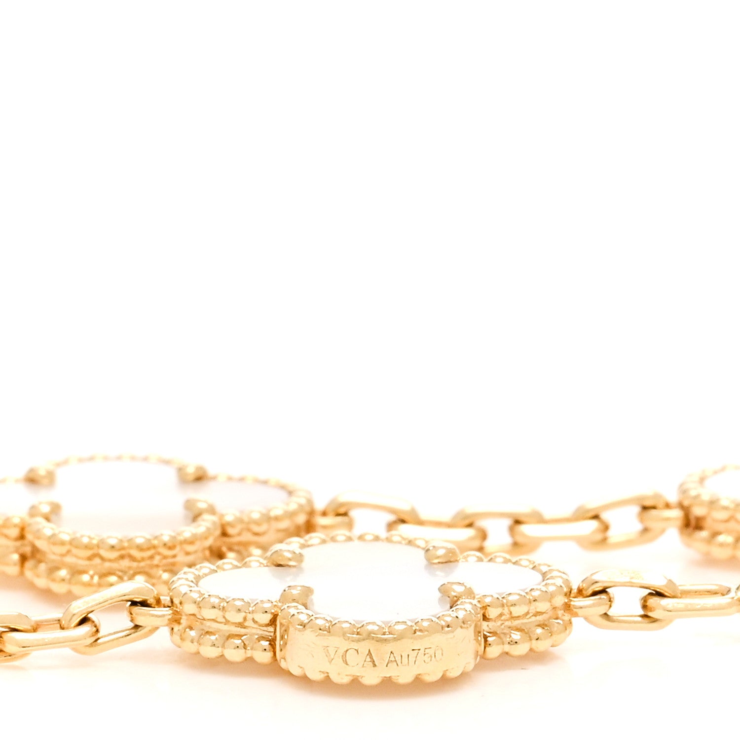 Van Cleef & Arpels 18K Yellow Gold Mother of Pearl 5 Motifs Vintage Alhambra Bracelet 4 of 5