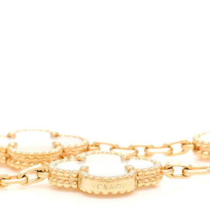 Van Cleef & Arpels 18K Yellow Gold Mother of Pearl 5 Motifs Vintage Alhambra Bracelet 4 of 5
