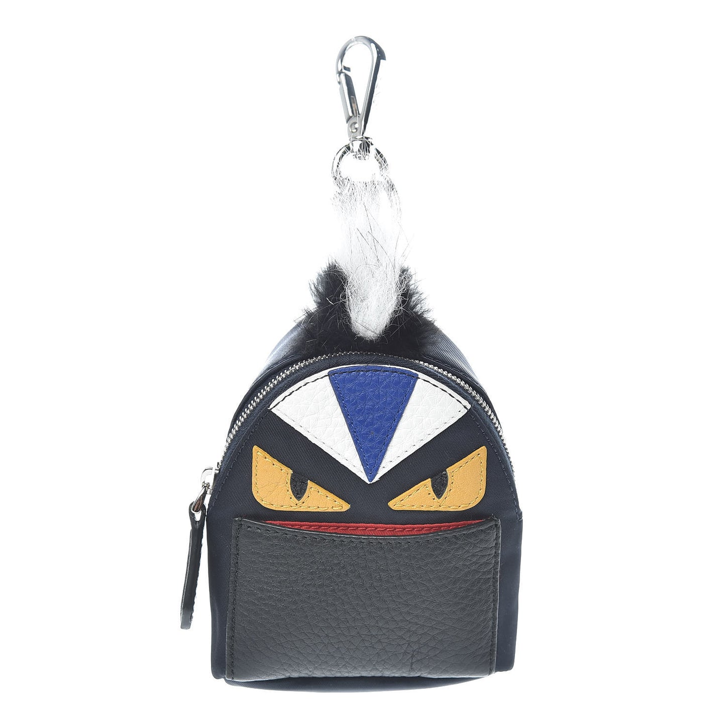Nylon Cuoio Romano Nutria Fox Fur Monster Eyes Mini Backpack Charm Blue Black Multicolor