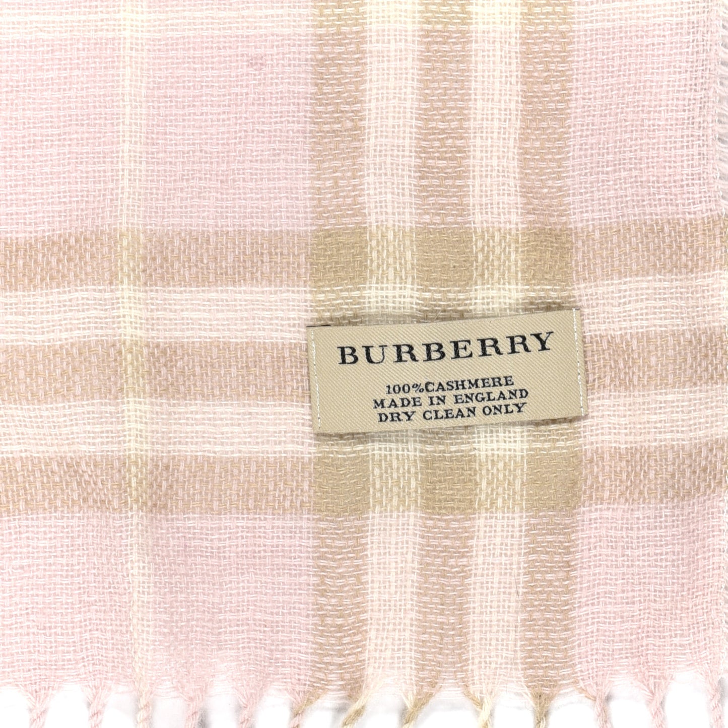 Cashmere Check Fringe Scarf Pink