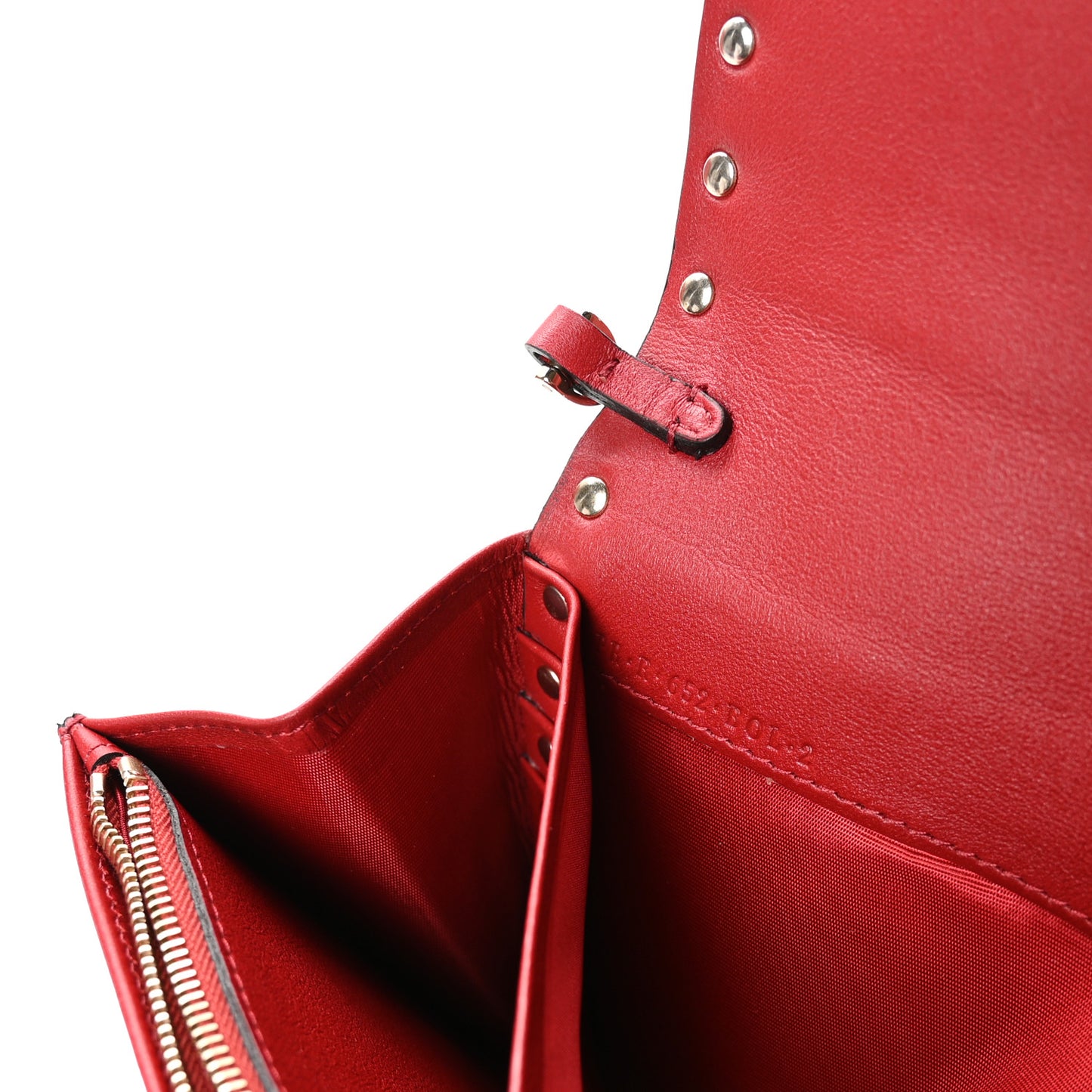 Vitello Small Rockstud Flap Wallet on Chain Red