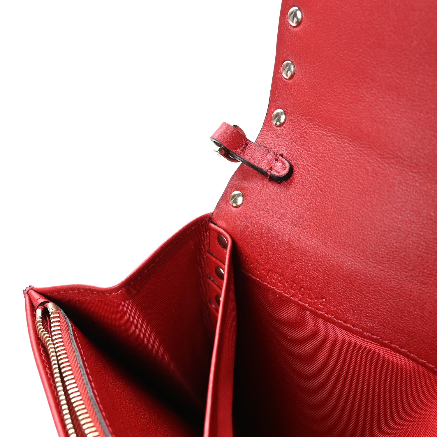 Valentino Garavani Vitello Small Rockstud Flap Wallet on Chain Red 7 of 11