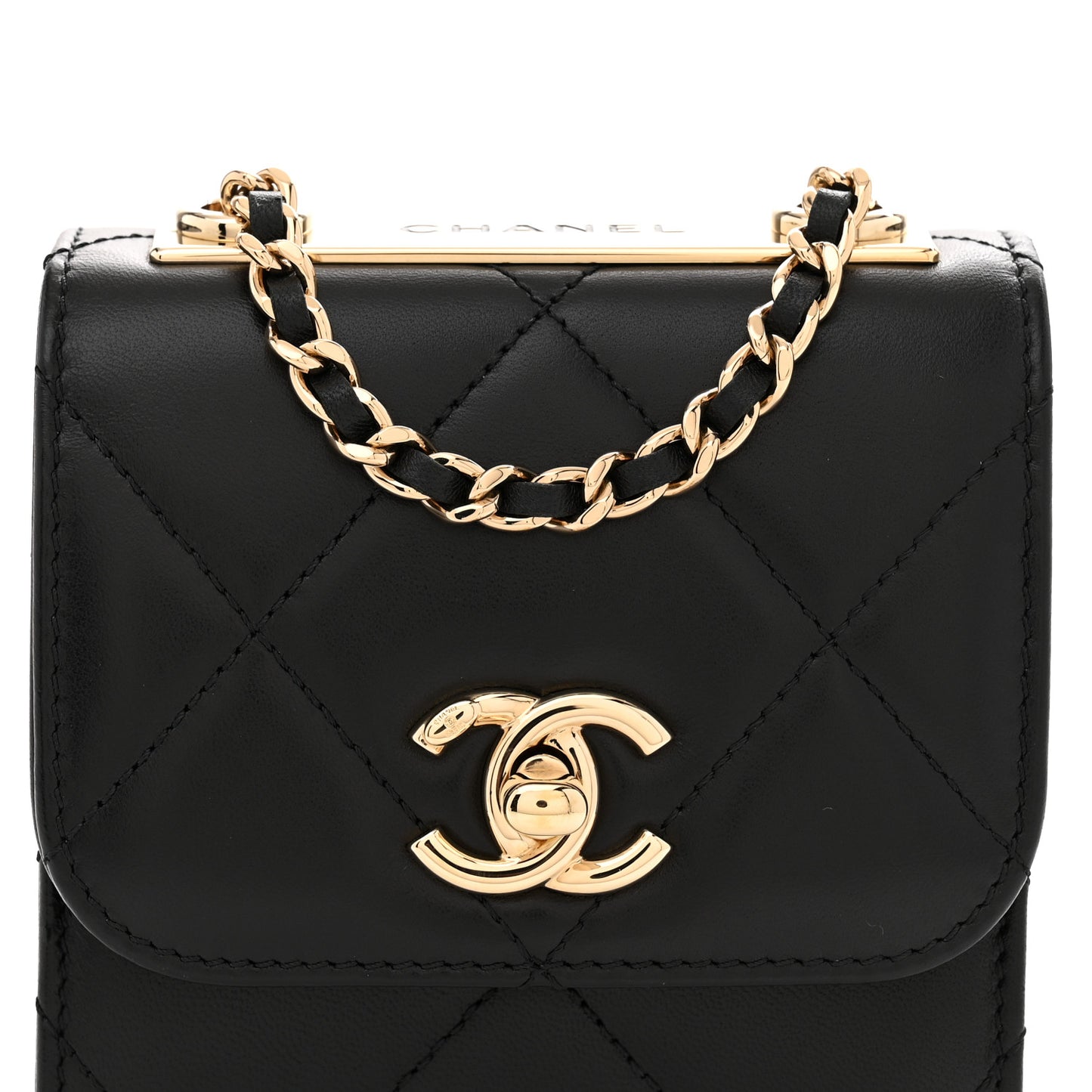 Lambskin Quilted Mini Trendy CC Chain Wallet Black