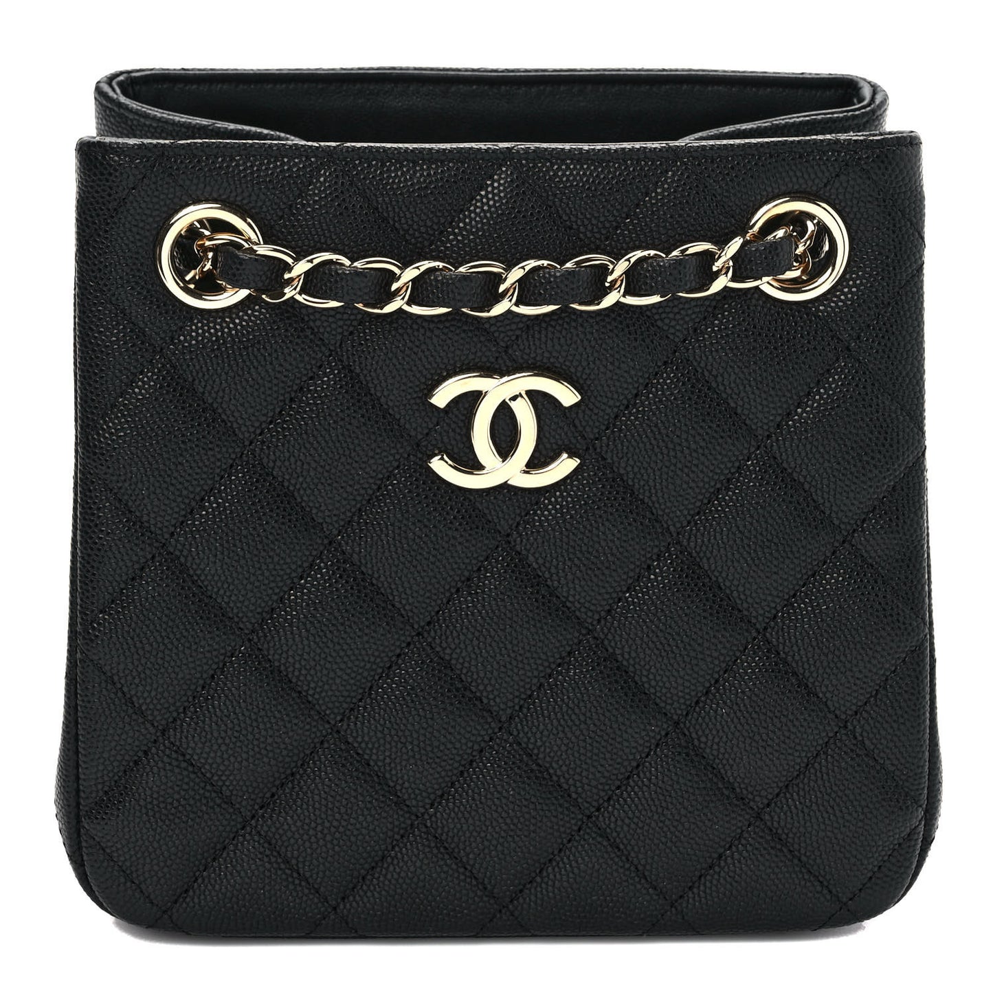 Caviar Quilted Mini Bucket Bag Black