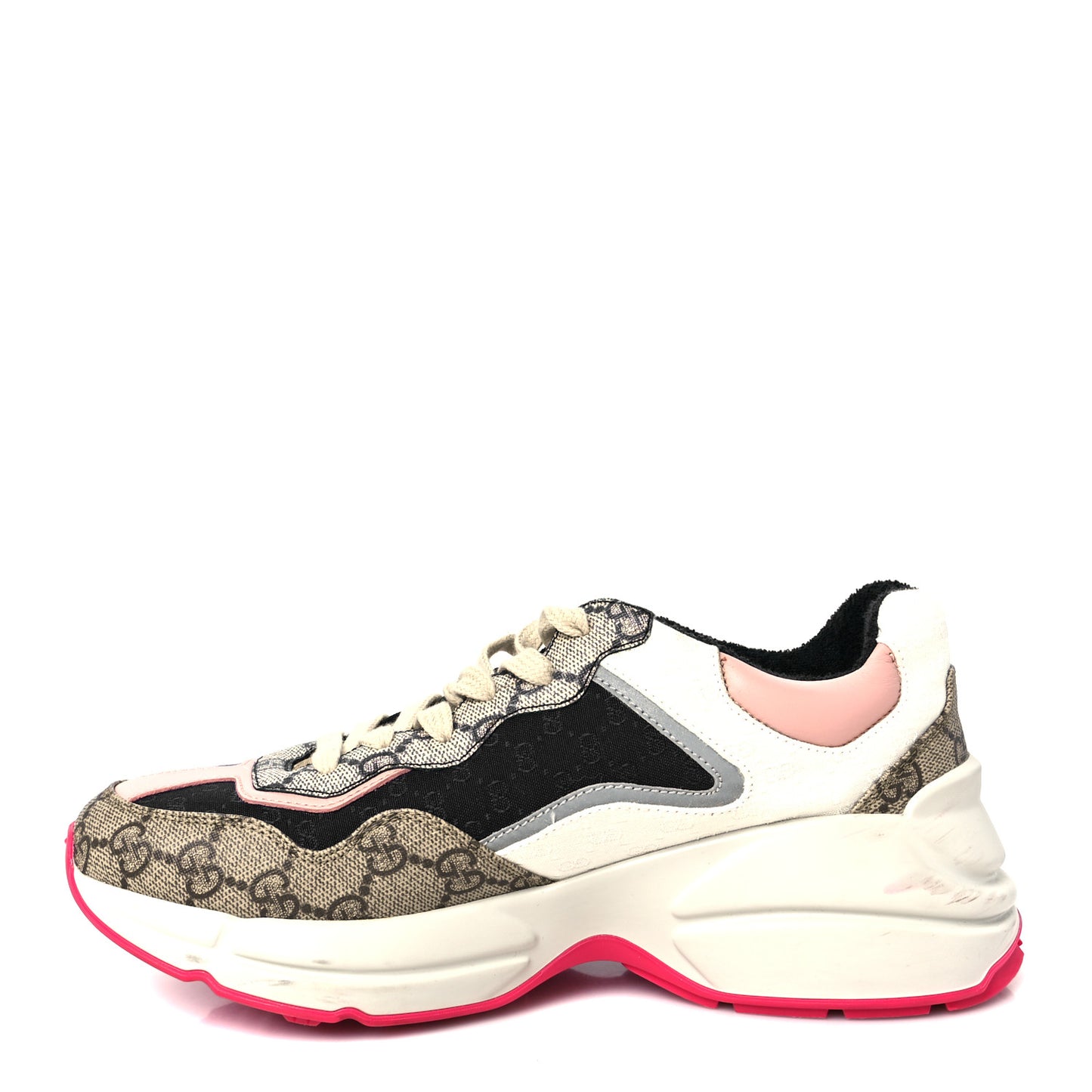 GG Supreme Monogram Mix Monogram Womens Rhyton Sneakers 38 London Blue Beige Pale Pink