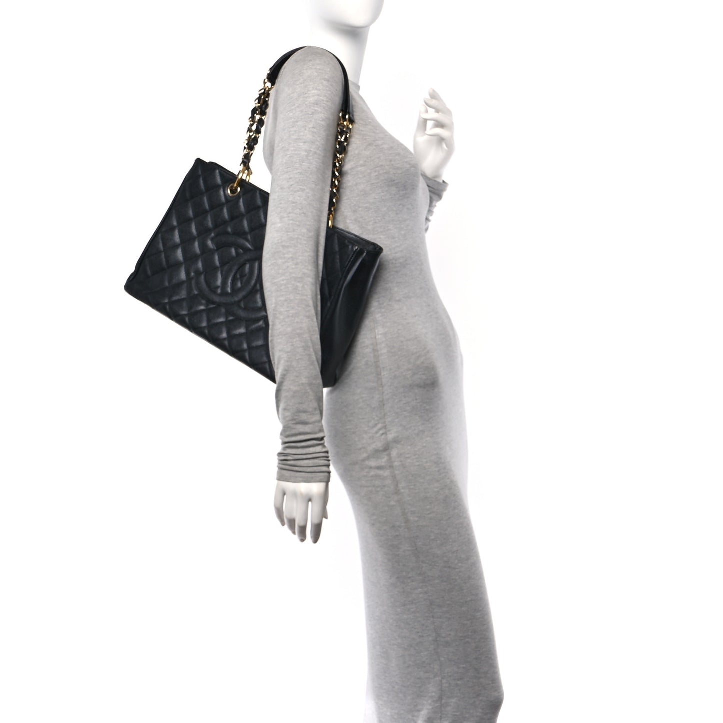 Caviar Quilted Grand Shopping Tote GST Black