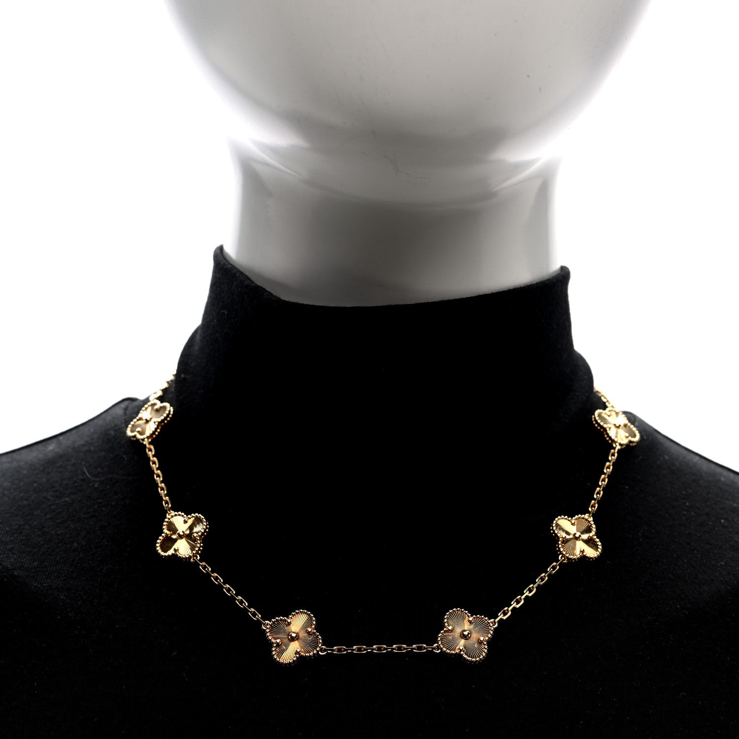 Van Cleef & Arpels 18K Yellow Gold 10 Motifs Guilloche Vintage Alhambra Necklace 2 of 4