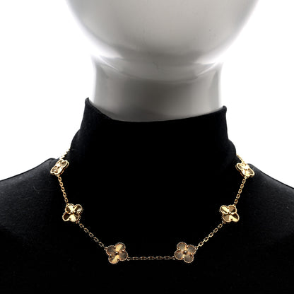 Van Cleef & Arpels 18K Yellow Gold 10 Motifs Guilloche Vintage Alhambra Necklace 2 of 4