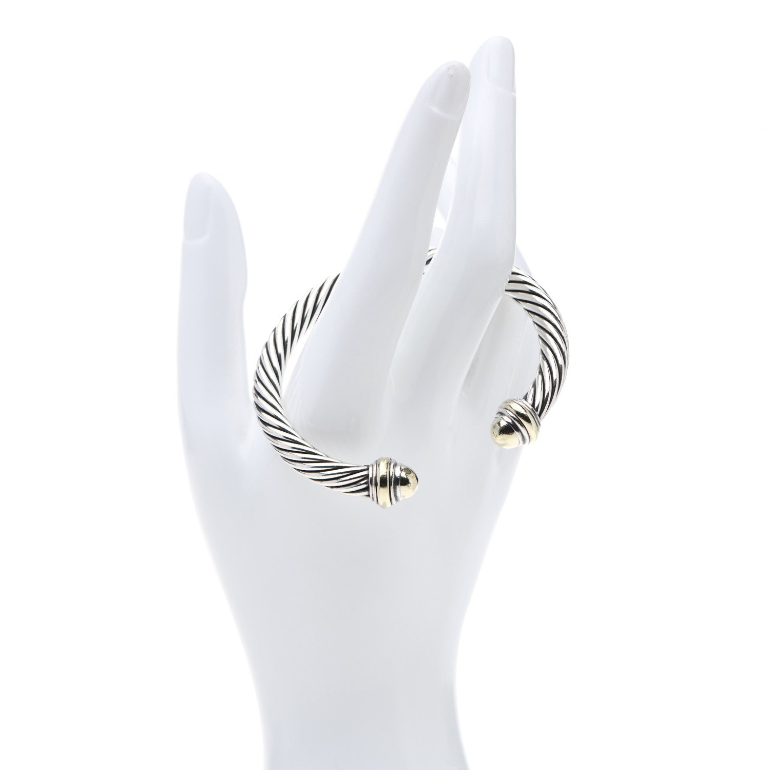 David Yurman Sterling Silver 14K Yellow Gold 7mm Cable Classics Bracelet 3 of 4