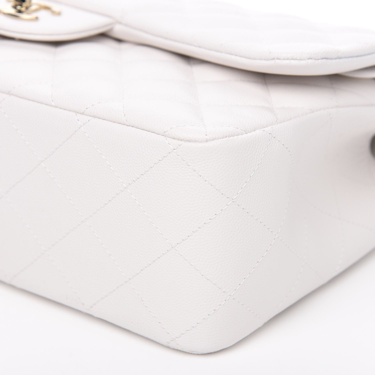 Chanel Caviar Quilted Jumbo Double Flap White 9 of 10