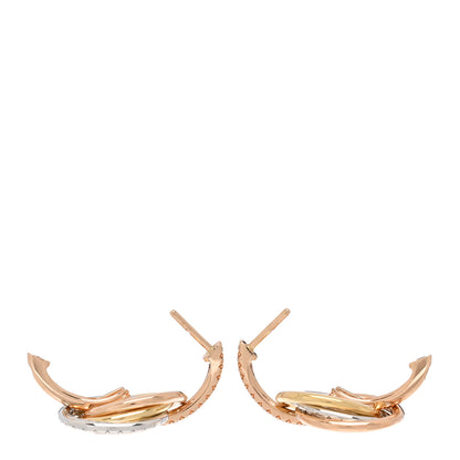 Cartier 18K Yellow Pink White Gold Diamond Trinity Half Pave Drop Earrings 3 of 5