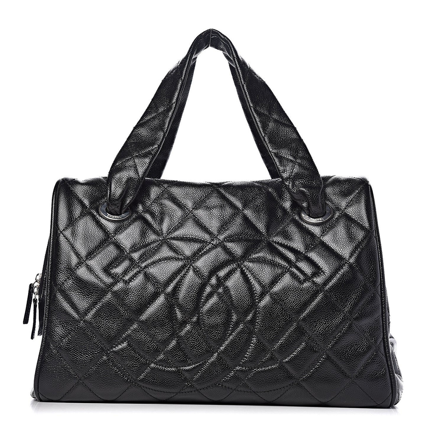 Caviar Quilted Large CC Timeless Bowler Black