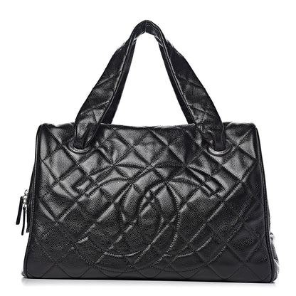 Chanel Caviar Quilted Large CC Timeless Bowler Black 3 of 12