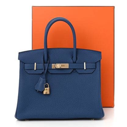 Hermes Togo Birkin 30 Bleu Tie 11 of 11