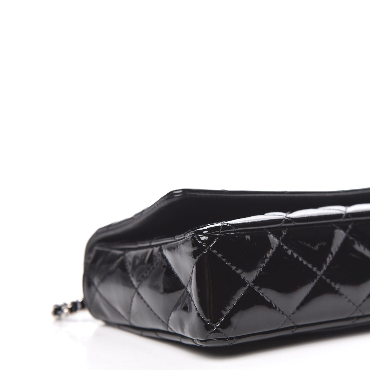 Patent Quilted Brilliant Wallet On Chain WOC Black