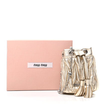 Miu Miu Metallic Nappa Matelasse Mini Bandoliera Gold 9 of 9