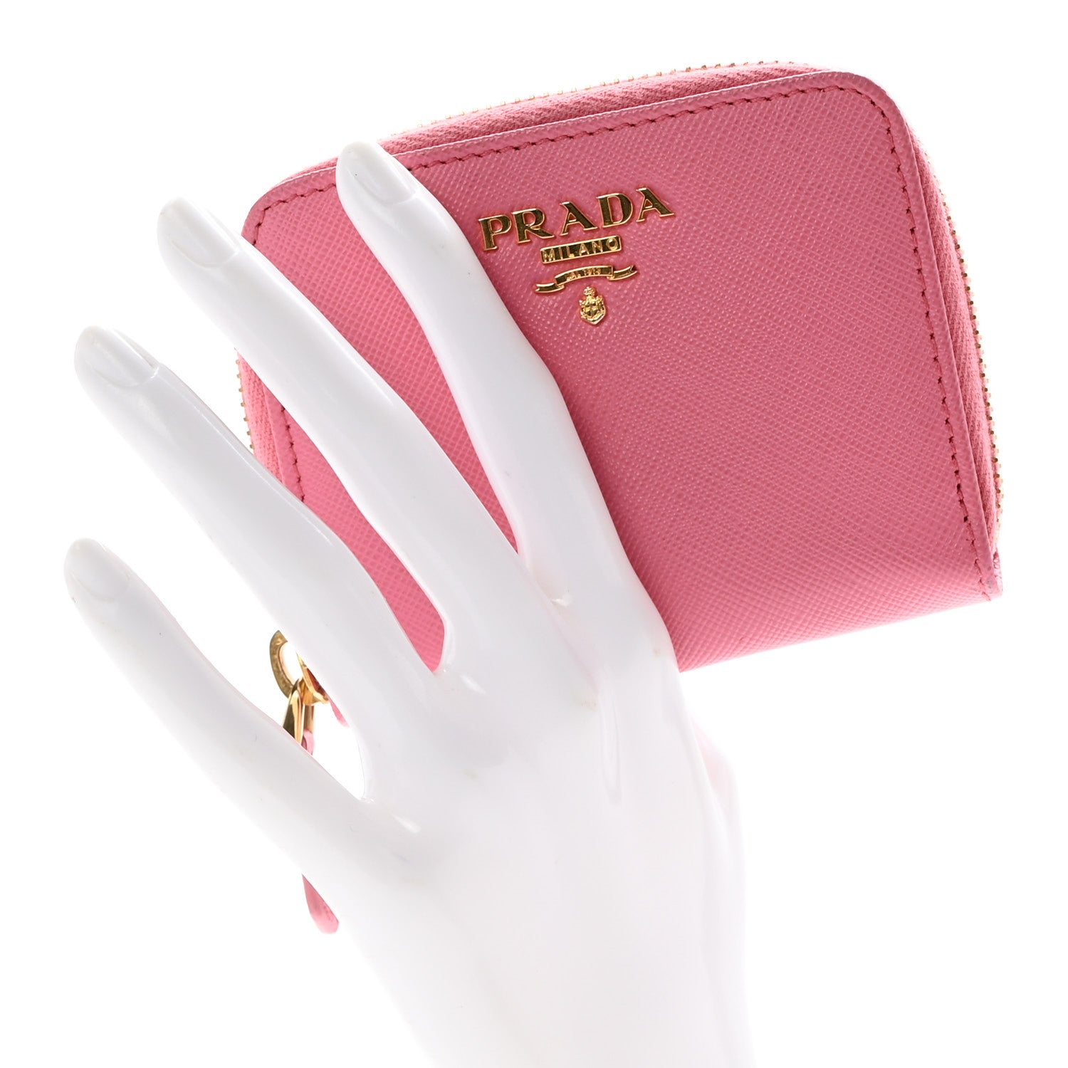Prada Saffiano Metal Coin Purse Pink 2 of 12