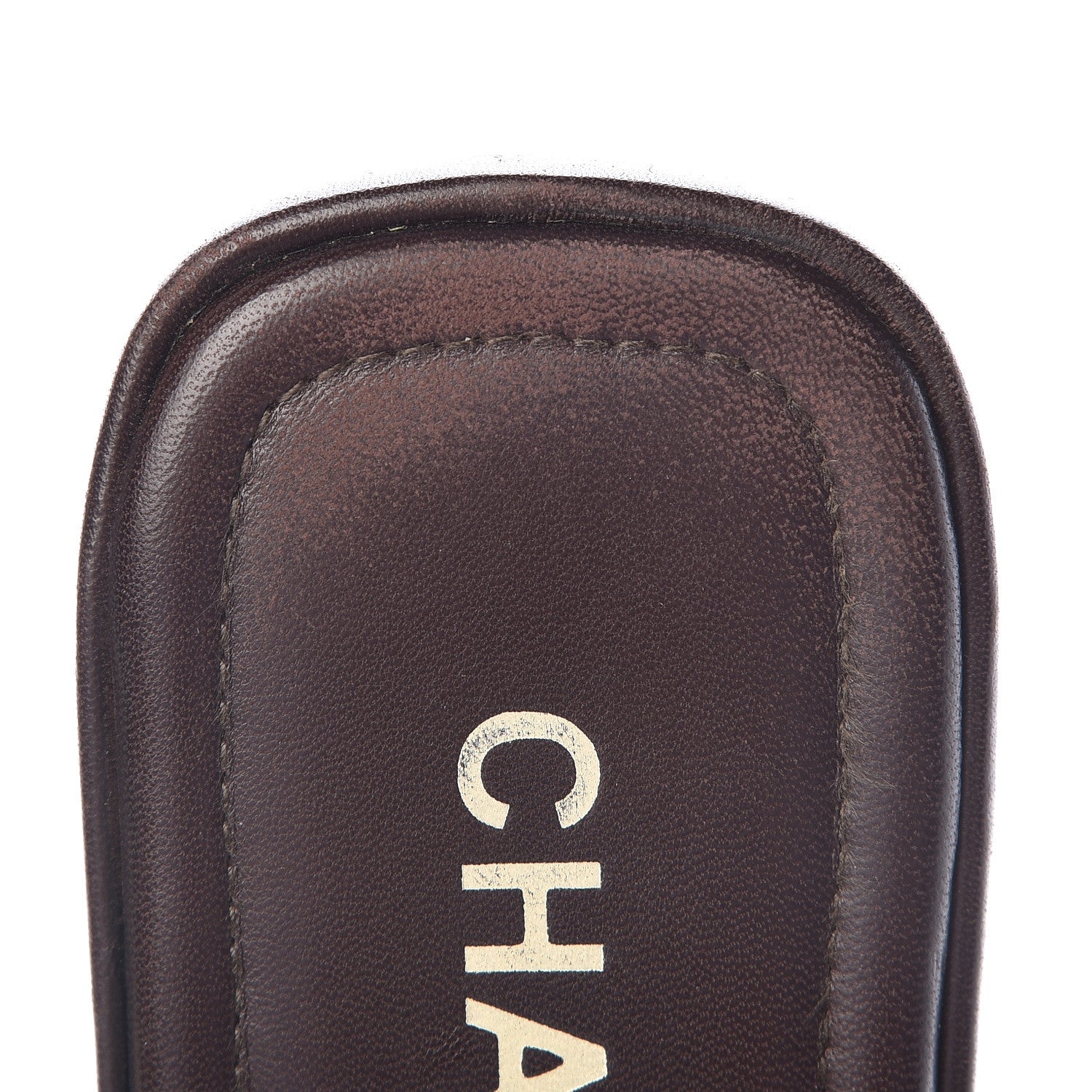 Chanel Calfskin Cambon CC Flat Slide Sandals 37 Dark Brown 11 of 12