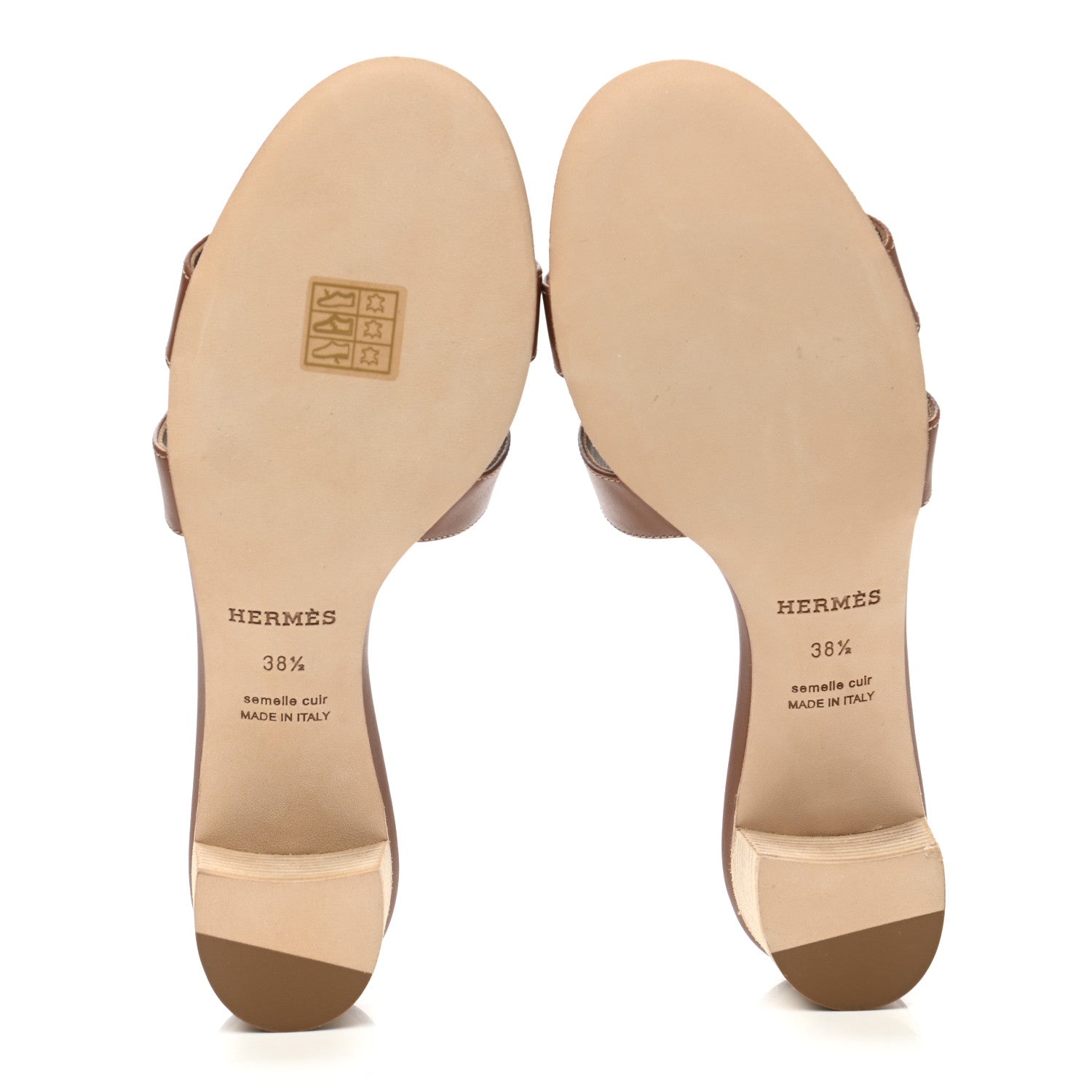 Hermes Calfskin Oasis Sandals 38.5 Gold 5 of 9