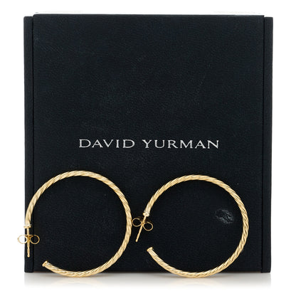 David Yurman 18K Yellow Gold Medium Cablespira Hoop Earrings 6 of 6