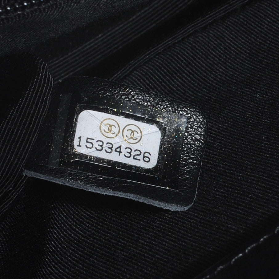 Glazed Calfskin Medium Boy Flap Black