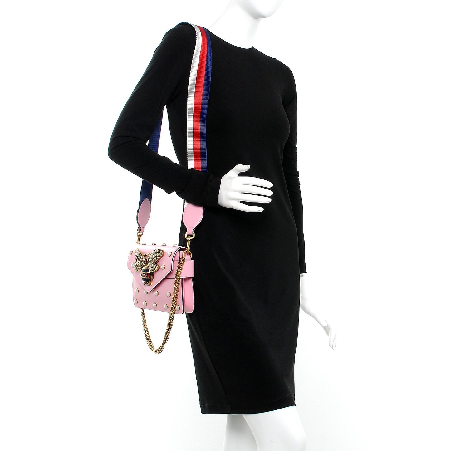 Nappa Pearl Studded Mini Queen Margaret Broadway Shoulder Bag Sugar Pink