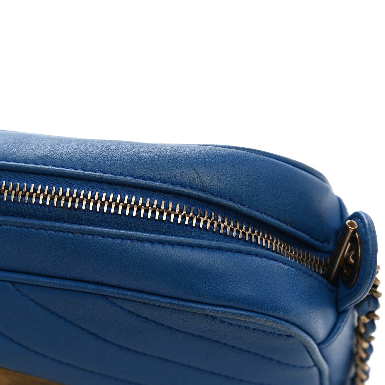 Chanel Lambskin Chevron Quilted Pyramid CC Camera Case Blue 11 of 11