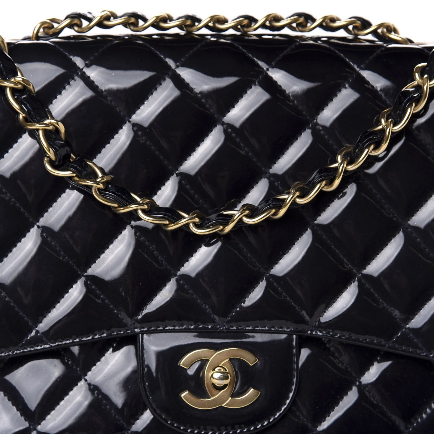 Patent Quilted Mobile Art Jumbo Single Flap Navy