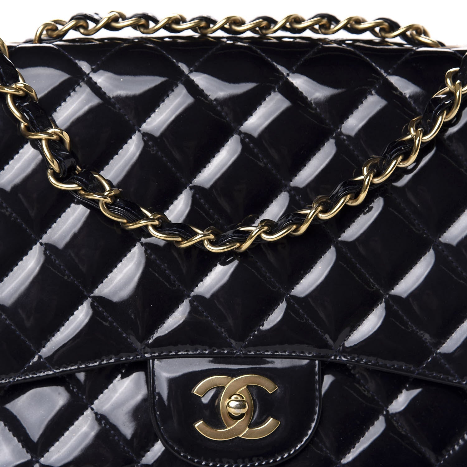 Chanel Patent Quilted Mobile Art Jumbo Single Flap Navy 11 of 11