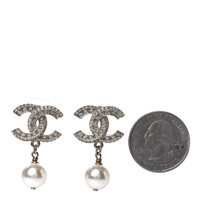 Chanel Crystal Pearl CC Drop Earrings Gold 2 of 6