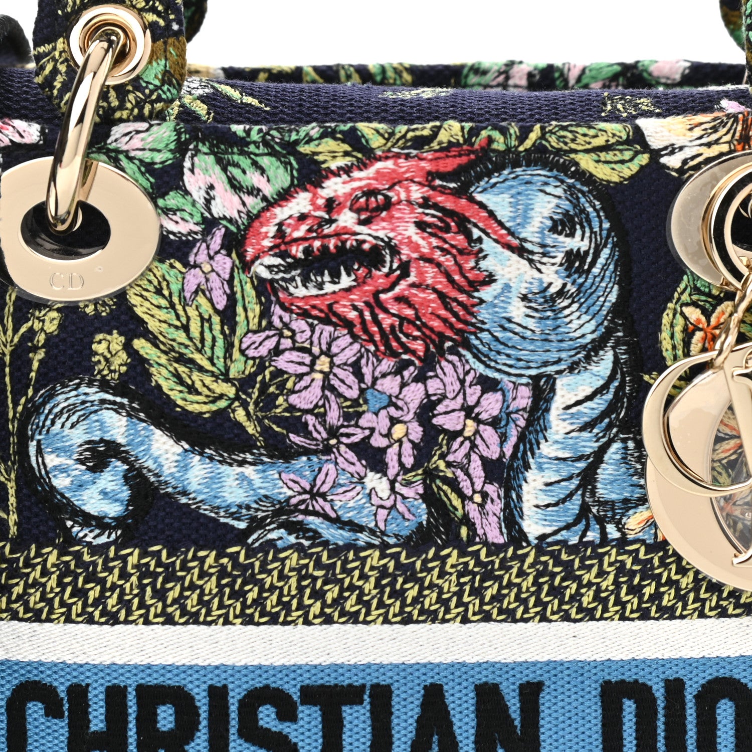 Christian Dior Canvas D-Constellation Embroidered Medium Lady D-Lite Bleu Multicolor 7 of 9