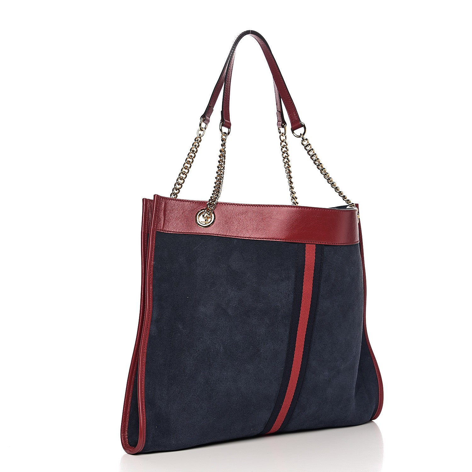 Gucci Suede Calfskin Large Rajah Chain Tote New Blue Romantic Cherry 2 of 9