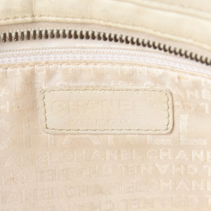 Chanel Lambskin Vertical Quilted Lax East West Shoulder Bag Ivory 6 of 17